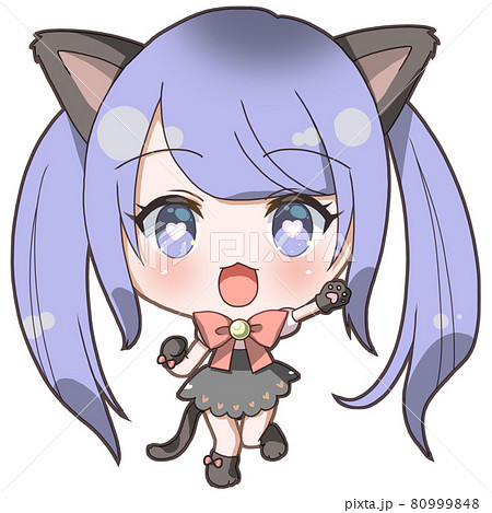 ツインテールのメイド猫耳元気にゃんこの女の子 80999848