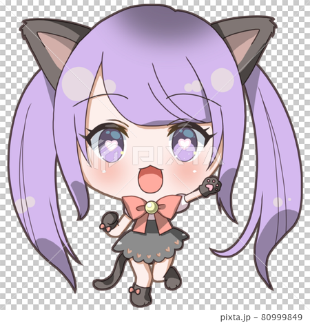 ツインテールのメイド猫耳元気にゃんこの女の子 80999849