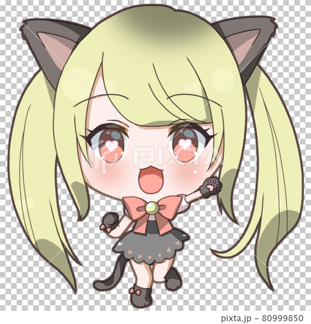 ツインテールのメイド猫耳元気にゃんこの女の子 80999850