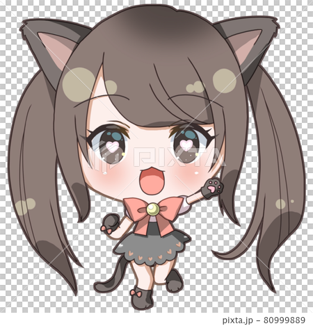 ツインテールのメイド猫耳元気にゃんこの女の子 80999889