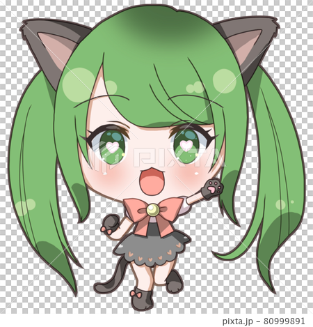 ツインテールのメイド猫耳元気にゃんこの女の子 80999891