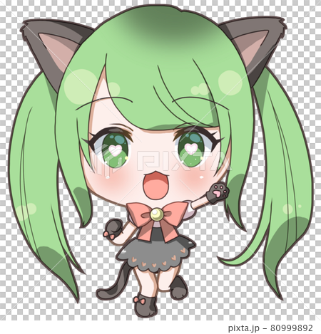 ツインテールのメイド猫耳元気にゃんこの女の子 80999892