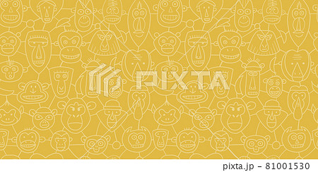 Funny Monkey Big Family Sketch For Your のイラスト素材