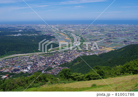 獅子吼高原からの加賀平野の眺め　白山手取川ジオパーク 81001786