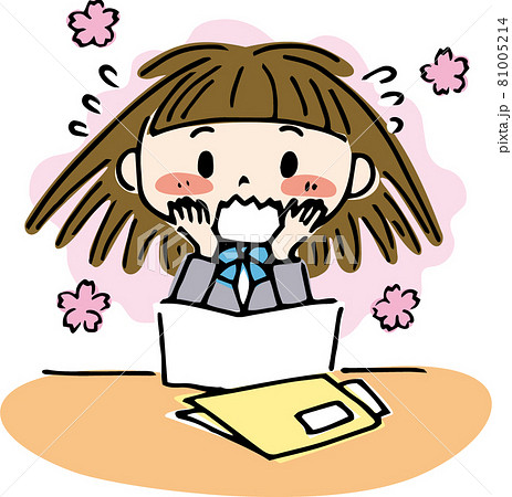 嬉しい知らせを受け取る女子生徒のイラスト素材