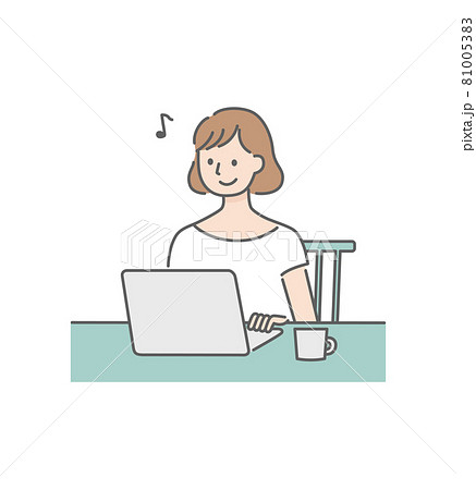 リモートワーク中の女性 81005383
