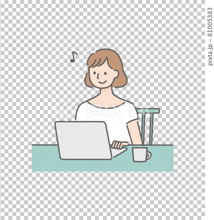 リモートワーク中の女性 81005383