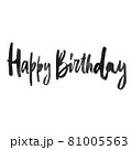 Happy Birthday brush calligraphy. Textured watercolour raster illustration. High resolution image isolated on white.  81005563