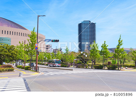 福岡市中央区地行浜地行中央公園付近の景色　信号地行中央公園前　九州医療センター、シーサイドももち付近 81005896