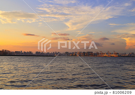 東京都 城南島海浜公園から望む東京臨海部夕景 東京都 城南島海浜公園から望む東京臨海部夕景 81006209