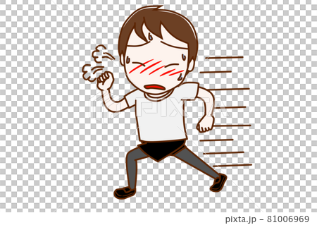 <全身/前> 一個男人猛衝，似乎要窒息 81006969