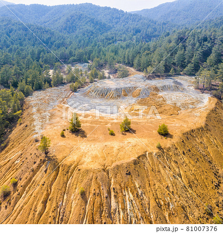 Pyrite ore and sulfide stock piles from abandoned surface mining Pyrite ore and sulfide stock piles from abandoned surface mining 81007376