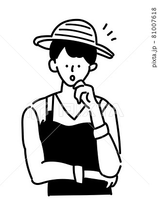 農家 イラスト ポーズ バリエーション モノクロ 白黒のイラスト素材