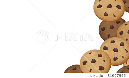 チョコチップクッキーのイラスト フレーム 16 9のイラスト素材