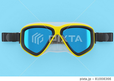 Yellow diving mask isolated on a blue background 81008366
