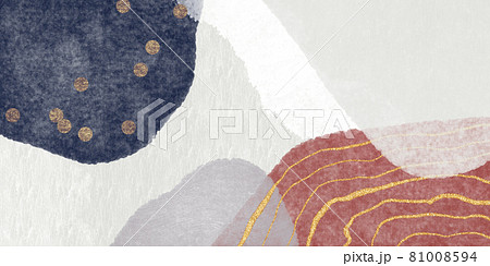 和風モダンデザインの抽象背景）シックな色 曲線 バナー 秋 金 ゴールド キラキラ 紙 ナチュラルのイラスト素材 [81008594] - PIXTA