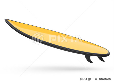 Realistic orange surfboard for summer surfing isolated on white background. 81008680