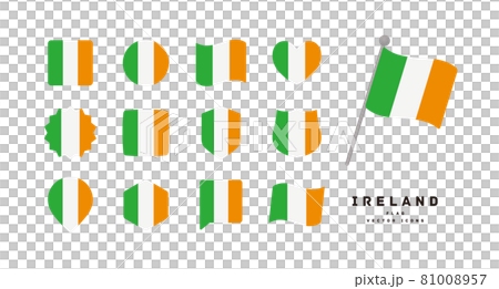 Irish flag icon set vector illustration of various shapes Irish flag icon set vector illustration of various shapes 81008957