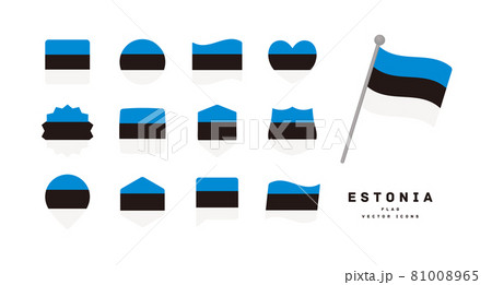 エストニアの国旗 色々な形のアイコンセット ベクターイラスト