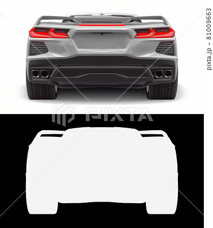 Sports car on a white background. Combined illustration of a normal picture and alpha channel. 3d illustration. Sports car on a white background. Combined illustration of a normal picture and alpha channel. 3d illustration. 81009663