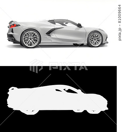 Sports car on a white background. Combined illustration of a normal picture and alpha channel. 3d illustration. 81009664