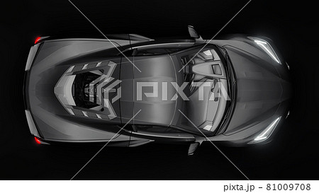 Super sports car on a black background.. 3d illustration. Super sports car on a black background.. 3d illustration. 81009708