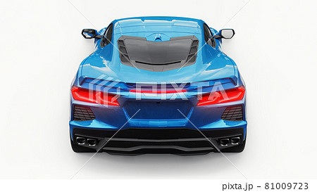Ultra-modern super sports car with a mid-engine layout on a white isolated background. A car for racing on the track and on the straight. 3d illustration. 81009723