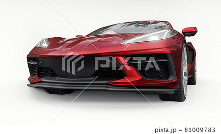 Ultra-modern red super sports car with a mid-engine layout on a white isolated background. A car for racing on the track and on the straight. 3d illustration. Ultra-modern red super sports car with a mid-engine layout on a white isolated background. A car for racing on the track and on the straight. 3d illustration. 81009783