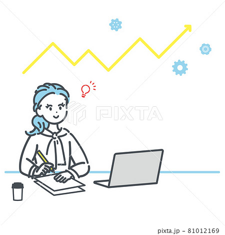 デスクワークをするビジネスウーマンのイラスト素材のイラスト素材 デスクワークをするビジネスウーマンのイラスト素材のイラスト素材
