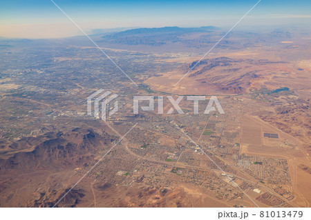 Aerial view of the famous Las Vegas cityscape Aerial view of the famous Las Vegas cityscape 81013479
