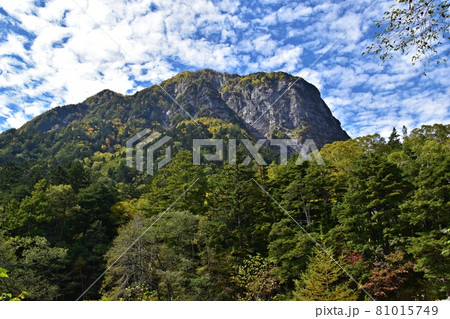 横尾付近の登山道から見た横尾谷の河原と屏風岩 横尾付近の登山道から見た横尾谷の河原と屏風岩 81015749
