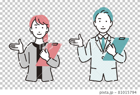 人物 クリップボードを持つビジネスパーソンセット 81015794