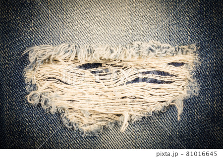 Vintage jeans torn denim texture. 81016645