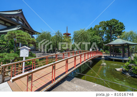 神社仏閣 赤い橋が印象的な川崎大師の庭園 神奈川県川崎市 神社仏閣 赤い橋が印象的な川崎大師の庭園 神奈川県川崎市 81016748