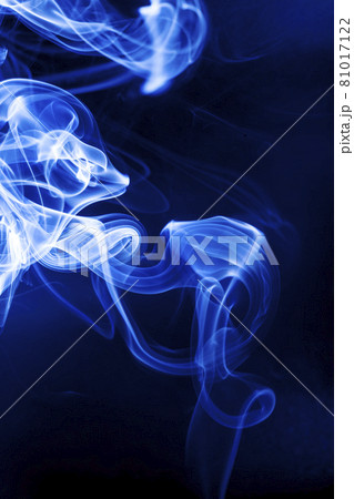 Motion blue smoke on black background. 81017122