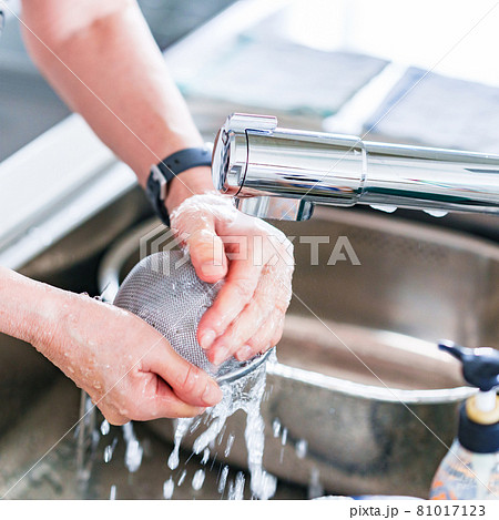 シニア　女性　水仕事　主婦　【 シニア の ライフスタイル イメージ 】 81017123