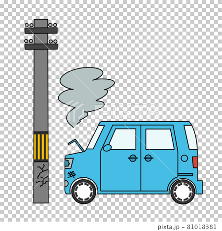 與電線桿相撞的汽車 81018381