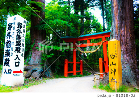 岩手県平泉の世界遺産「中尊寺」の「白山神社」 81018702