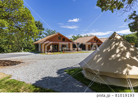 松江市宍道ふるさと森林公園 グランピング施設とあおぞらオートキャンプサイトの写真素材