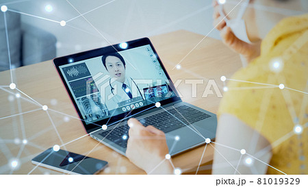 遠隔診療イメージ テレメディスン 遠隔診療イメージ テレメディスン 81019329
