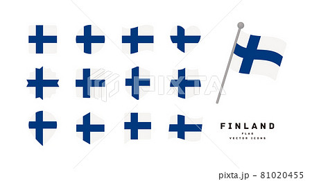 フィンランドの国旗 色々な形のアイコンセット ベクターイラスト フィンランドの国旗 色々な形のアイコンセット ベクターイラスト 81020455
