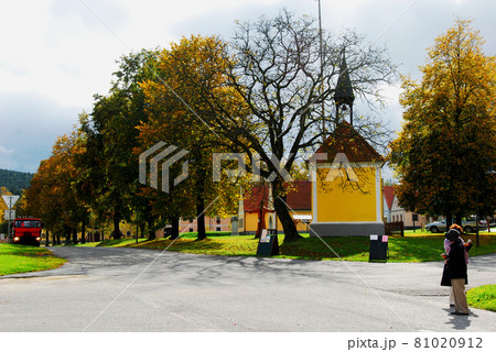 チェコ共和国　世界文化遺産　ホラショヴィツェの歴史的集落　共有緑地と礼拝堂 81020912