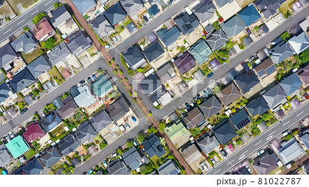 住宅地 ドローン空撮 真俯瞰 住宅地 ドローン空撮 真俯瞰 81022787