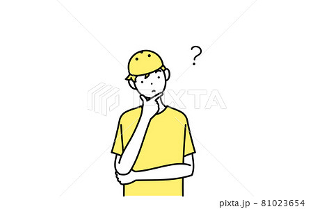 疑問を持って首をかしげる男の子のスケーターの線画 81023654