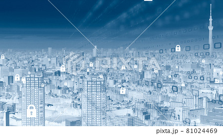 デジタル営業　在宅勤務　テレワーク　IoTによる大都市のデジタル化 背景画像のイメージ 81024469