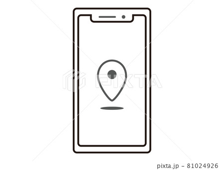 スマートフォン　位置情報のイメージイラスト　フレーム　ラインイラスト　正面 81024926