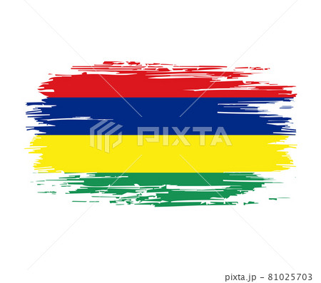 Mauritius flag brush grunge background. Vector illustration. 81025703