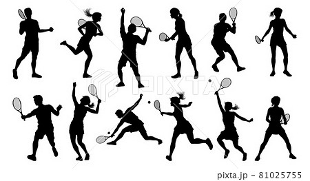 Silhouette Tennis Players Sports People Set 81025755