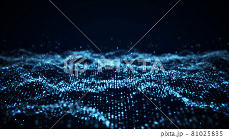 青のパーティクル。抽象的な技術の背景。コンピューターマトリックス。粒子の未来的なサイバー背景 81025835