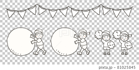 小學運動會插圖 Otama 滾動（白色背景） 81025845